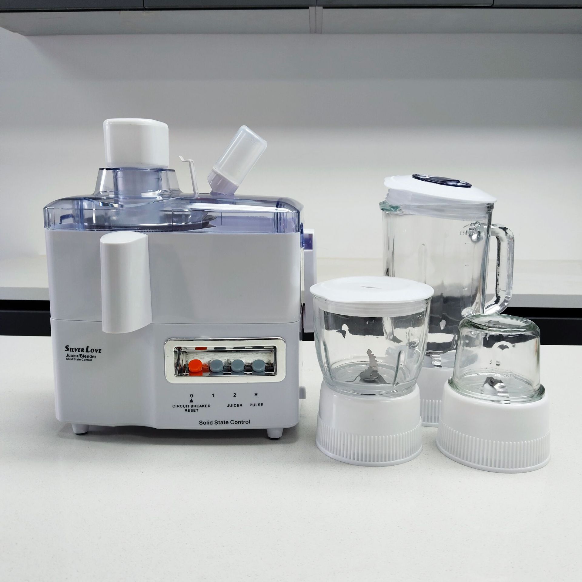 Exprensa de jugo de vidrio multifuncional transfronterizo 4 en 1 máquina de jugo cruda máquina de mezcla de carne multipropósito máquina de molienda