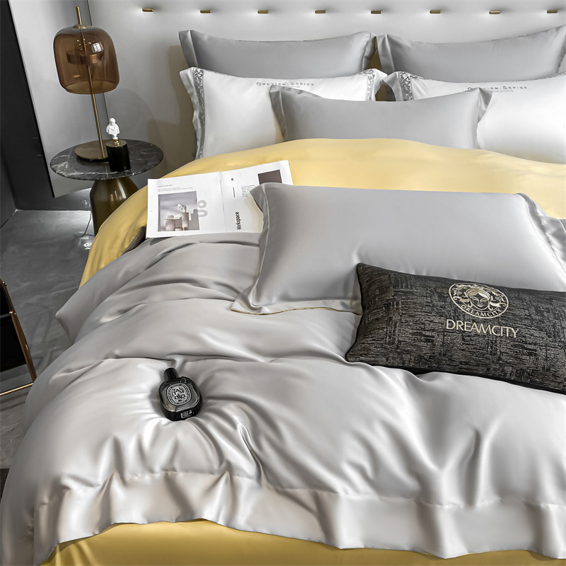 Verano 100% Tensi Juego de cuatro piezas Ropa de cama de verano de lujo ligero Funda de edredón Ropa de cama de tres piezas Ropa de cama