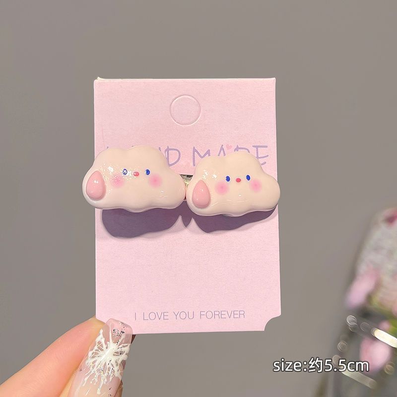 かわいいクリームドーパミンヘアピン高価値前髪クリップインスタイル学生前髪クリップ子供のヘアピンヘアアクセサリー|undefined