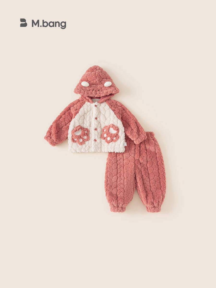 Yubao ropa para niños pijamas para niños otoño e invierno nuevos pantalones de manga larga engrosados con capucha de dibujos animados para niños y niñas