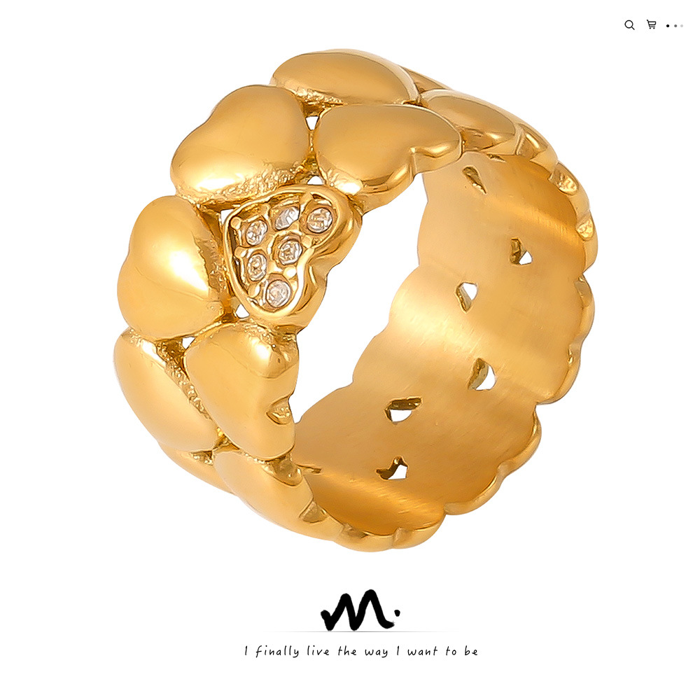 Niche design love ring plated with diamonds, double-layer stacked ring, gift gift, daily wear_voghion.com