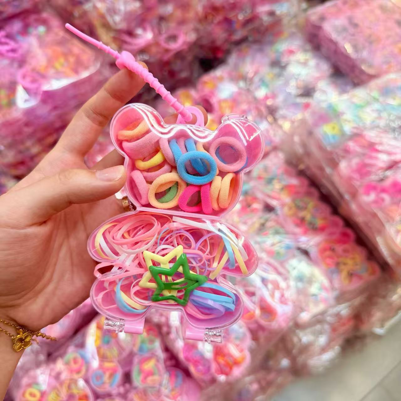 Mini cabeza de princesa en caja, clip de agarre pequeño, clip de flequillo, horquilla rota en la frente, banda elástica para niños, no daña el cabello, anillo del pulgar al por mayor image 91
