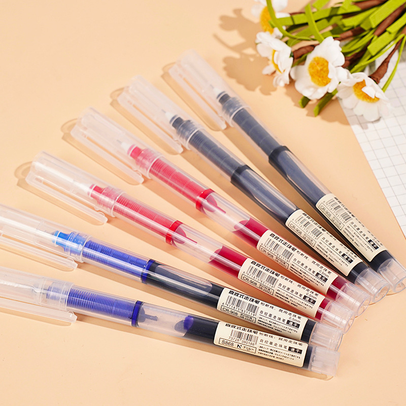 Straight Liquid Ball Pen Gel Pen 0.5mm Needle Tube Quick-Drying Signature Pen Student Office Pen Exam