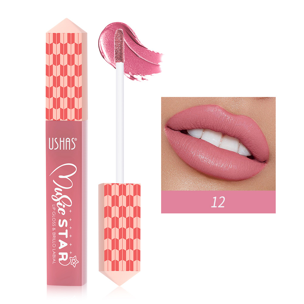 USHAS Amazon 6 colores transfronterizos líquidos esmalte labial mate antiadherente lápiz labial impermeable