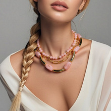 跨境欧美时尚多层叠戴necklace创意设计感几何串珠项链NK27260