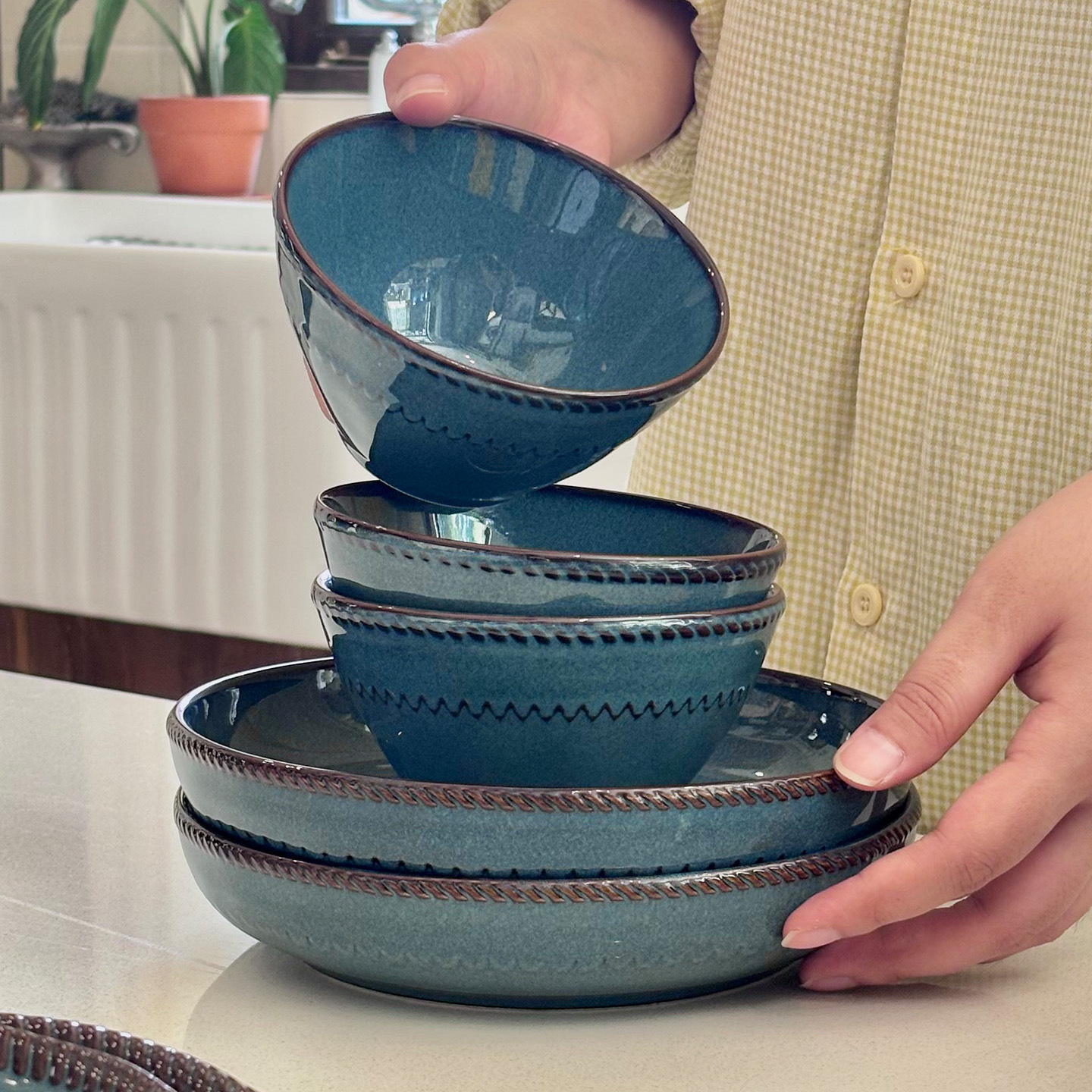 Juego de Vajilla de Porcelana con Color Bajo Esmalte y Esmalte Cambiante para Hogar