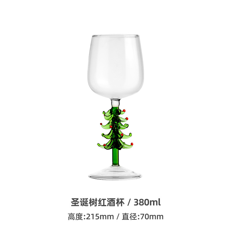 Juego de copas de vino sin plomo con árbol de Navidad creativo, estilo ins, venta al por mayor