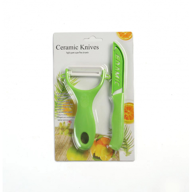 Fábrica directa cuchillo de cerámica cuchillo de frutas de tres pulgadas mini regalo conjunto de dos piezas