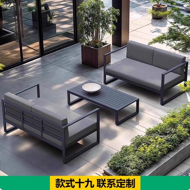 Sofá de aluminio al aire libre Villa paisaje diseñador de muebles asientos al aire libre balcón hotel ventas image 24