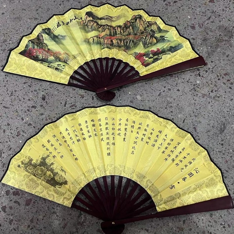 8寸男扇古風扇子中国折扇赤骨絹布扇子古代男はいつでもダンス扇子の道具を持っています。|undefined
