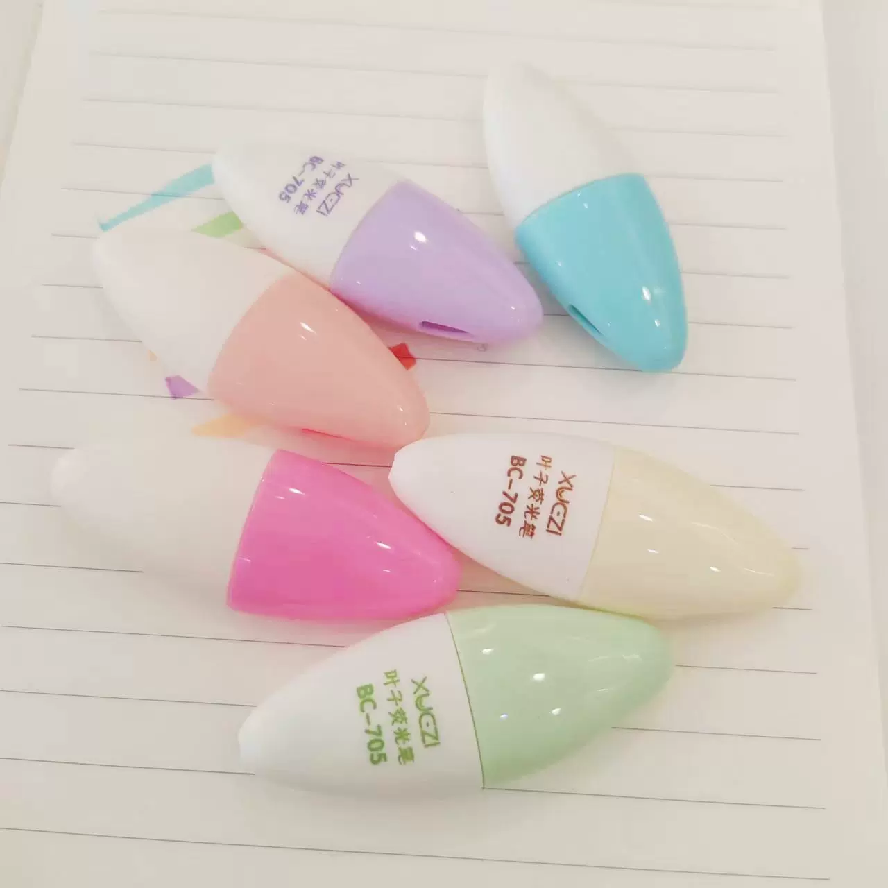 学子荧光笔叶子造型6色学生重点标记笔笔记手账荧光笔涂鸦套装笔