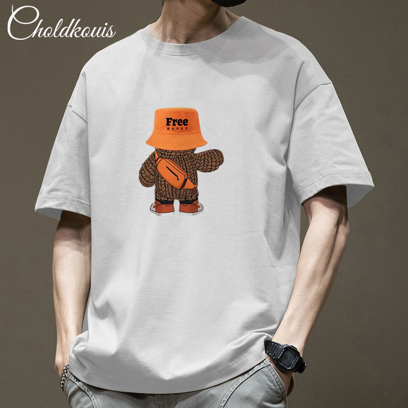 Pure Cotton Short-sleeved T-shirt Men's and Women's Summer Ins-style Hong Kong-style Trendy Half-sleeved Loose Simple Casual Couple's T-shirt for Men