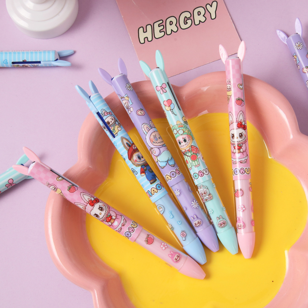 Lápiz de bolas de dos colores lápiz de oído creativo azul y negro lápiz de papelería para estudiantes lápiz