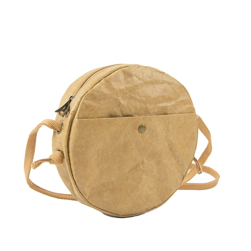 杜邦纸袋单肩小圆包拉链休闲包特卫强撕不烂手提袋简约收纳包环保