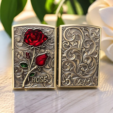 【荆棘花开】玫瑰金属煤油打火机抖音快手货源三件套礼盒装打火机