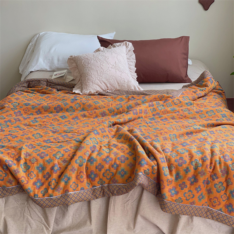 Retro Style Double-layer Yarn Jacquard Summer Blanket