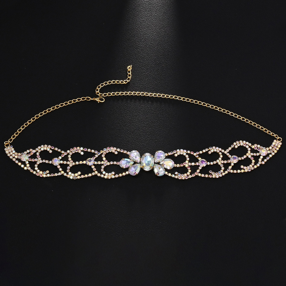 Bohemia color gota de agua correa de cabello moda cadena de cabeza de diamante cadena de cabello accesorios de diseño Headwear