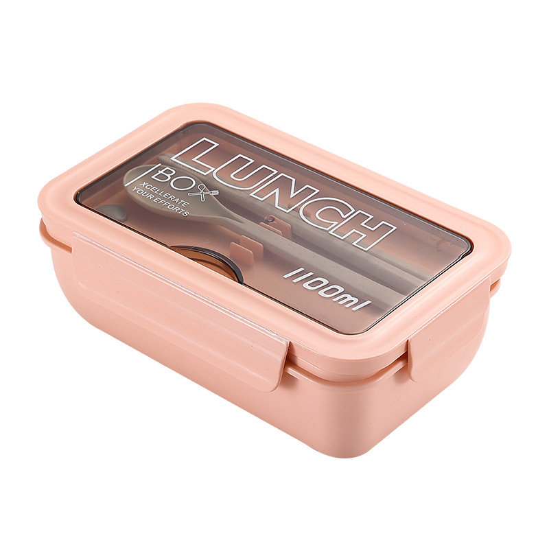 Fiambrera de plástico Caja de almuerzo dividida portátil de estilo japonés con vajilla para estudiantes de oficina Caja de almuerzo sellada de gran capacidad