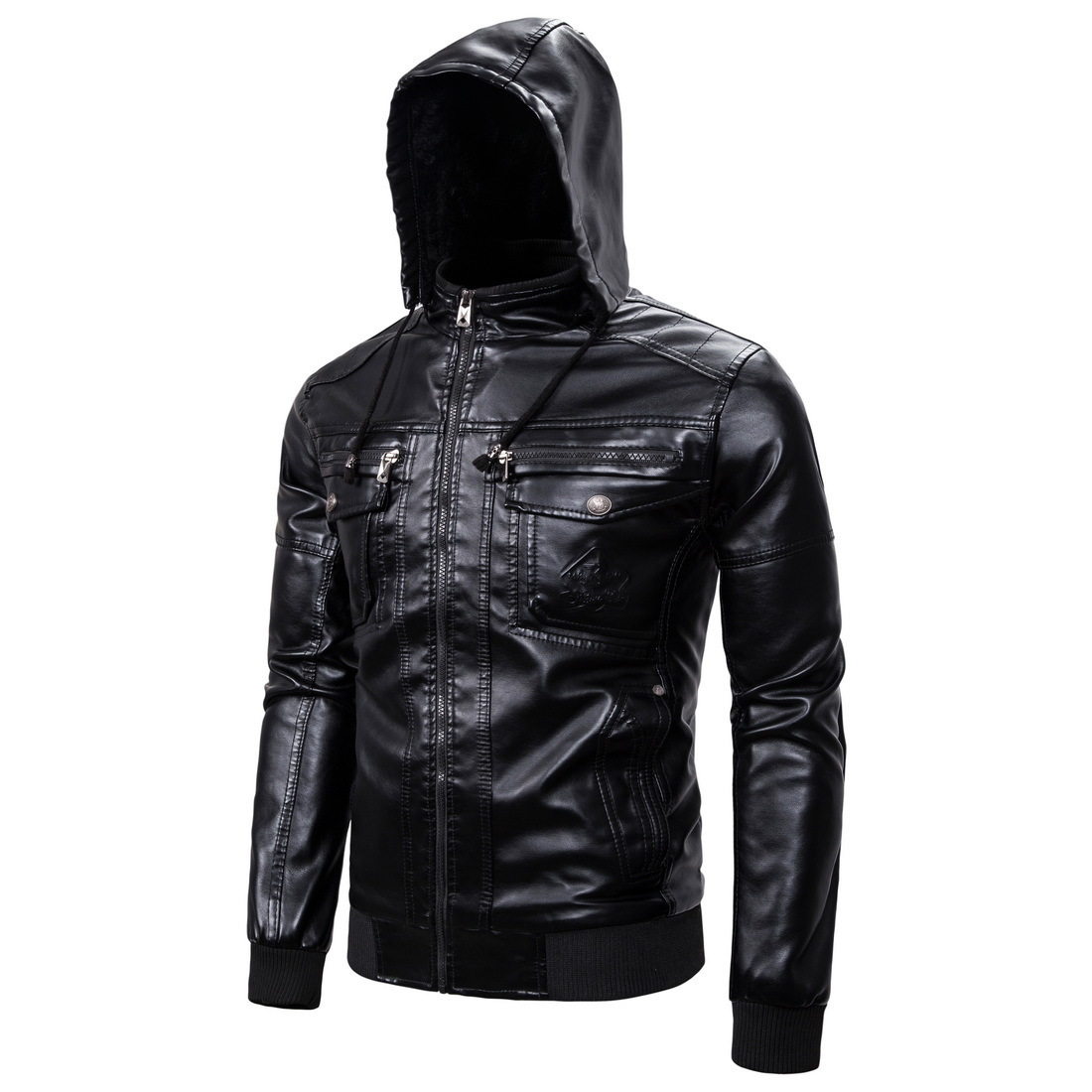 Men's Clothing 2024 men's leather jacket washed leather hooded leather jacket plus velvet warm leather jacket large size men's jacket_voghion.com