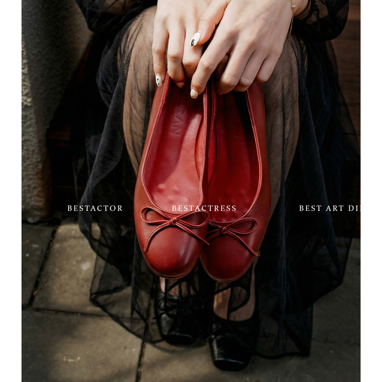 Cowhide Version~Retro French Bow Ballet Shoes for Women 2025 New Fashion Style with Hidden Height Increase Shallow Mouth Single Shoes for Women Cowhide Version~Retro French Bow Ballet Shoes for Women 2025 New Fashion Style with Hidden Height Increase Shallow Mouth Single Shoes for Women