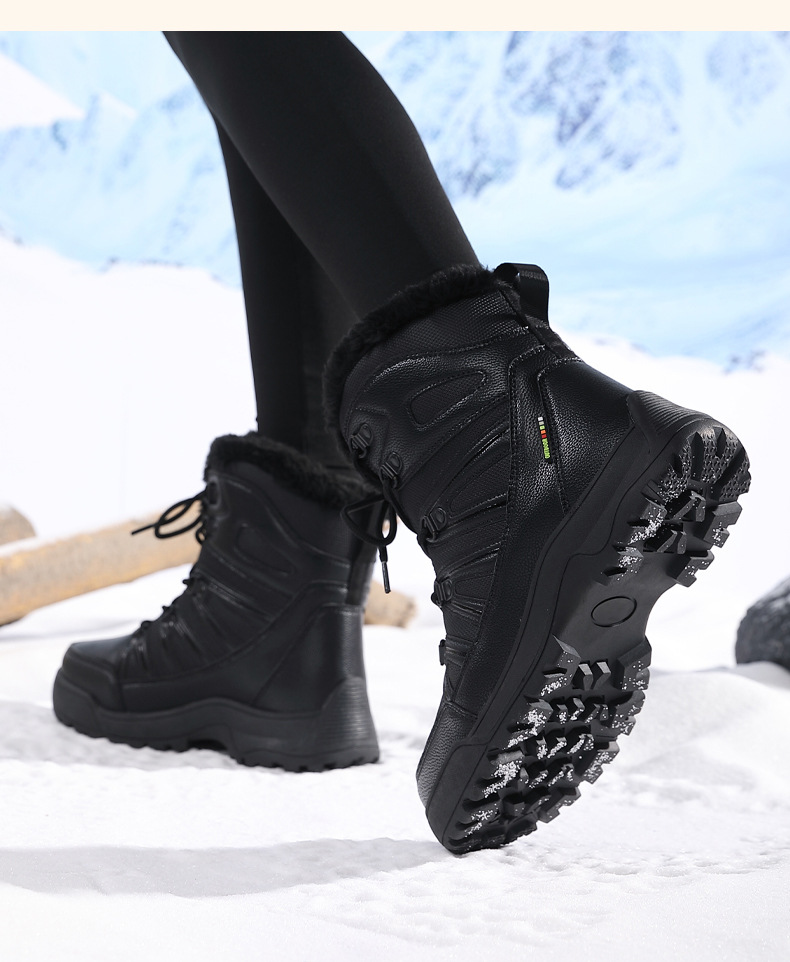 Winter Snow Boots, Plush Warm Cotton Shoes, Wear-resistant And Windproof Sports, Outdoor Hiking Shoes, High Top Women's Boots, Cross-border Plus Size_voghion.com
