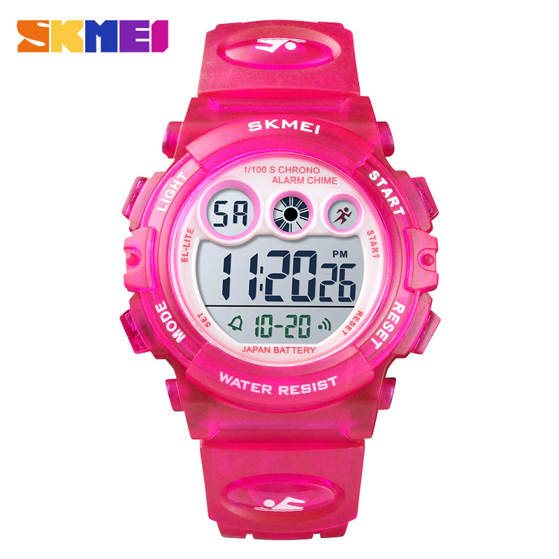 Skmei explosión multifuncional impermeable niño reloj colorido led luz nocturna transparente reloj electrónico de estudiantes al por mayor