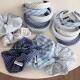 Blue Style Fresh and Cute Plaid Hair Hoop Women's High-grade Hair Hoop Sponge High Cranial Top Hair Clip New Hair Accessories
