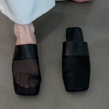 网纱透气舒适套趾包头拖鞋女休闲百搭方头低跟穆勒凉拖鞋(不含税)