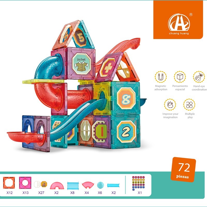 Children's toys colorful window magnetic sheet track ball magnetic building blocks building children's early education cross-border toys DIY