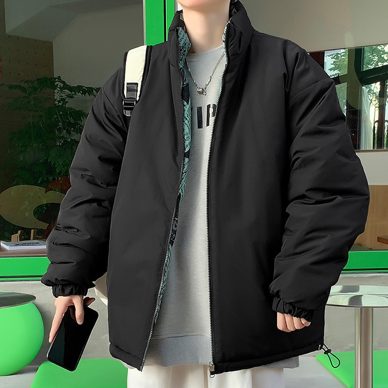 Jiangyi Men's Autumn and Winter New Japanese Retro Reversible Full Print Korean Style Casual Stand Collar Bomber Jacket