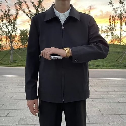 Men's Fall Administrative Jacket, Versatile Fashion Loose Casual Collar Top, Same Style Business Outerwear for Men