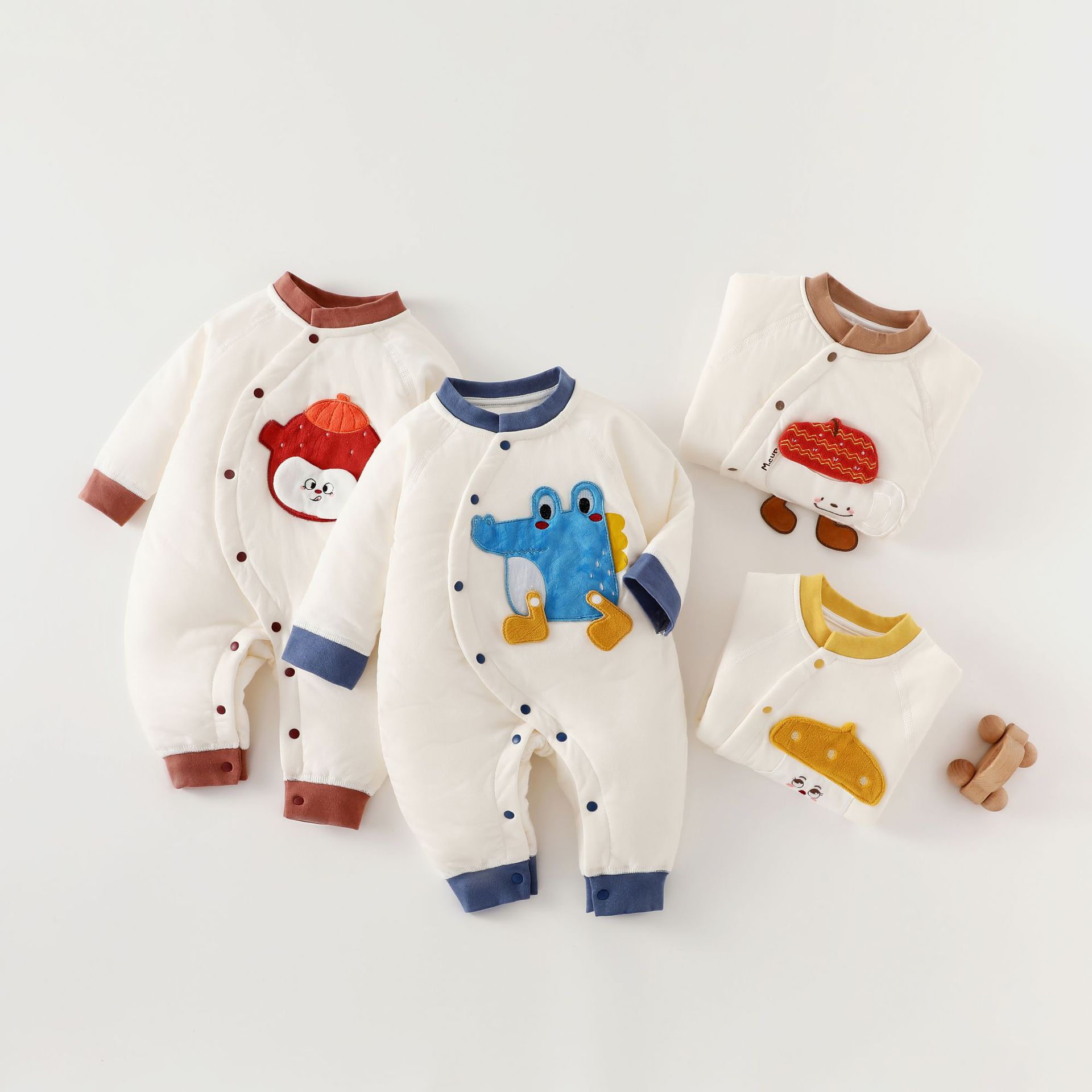 Baby Jumpsuit Spring & Fall 60g Quilted Type a Newborn Boneless Crawling Suit Butterfly Suit Baby Pure Cotton Pajamas