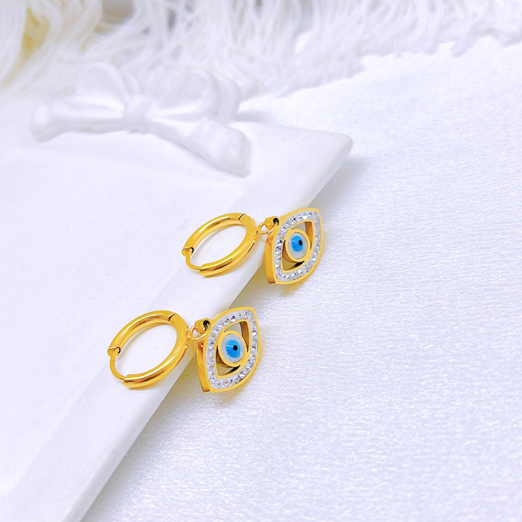 Cross-Border European and American Devil's Eye Earrings Diamond Earrings Irregular Snake Cross Simple Jewelry Wholesale
