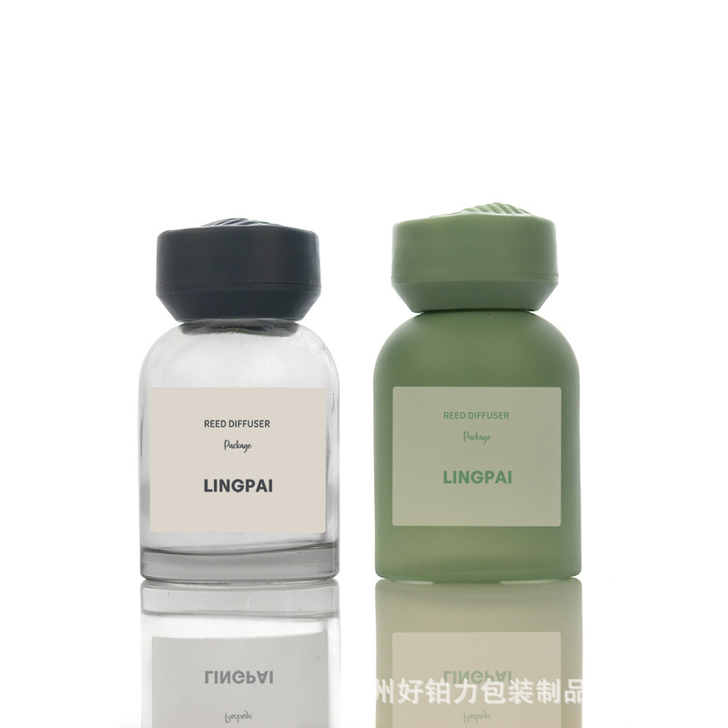 圆柱形玻璃香薰空瓶无火香水分装瓶扩香瓶香氛瓶车载家用透明绿色|undefined