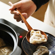 日式木勺子长柄饭勺木质家用汤勺大号圆形厨房拉面勺子龟甲大汤勺