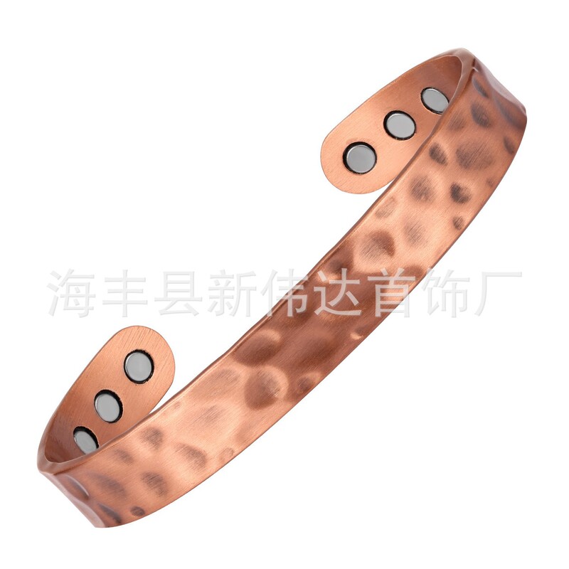 Factory Direct Sales Cross-Border Red Copper Magnet Bracelet Pure Copper Vintage Jade Health Bracelet Classic Design Wholesale