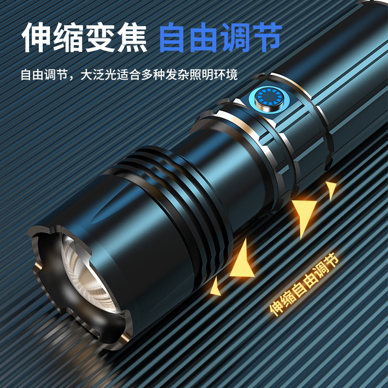 Linterna táctica láser, linterna telescópica de aleación de aluminio, linterna zoom para acampadas al aire libre, iluminación