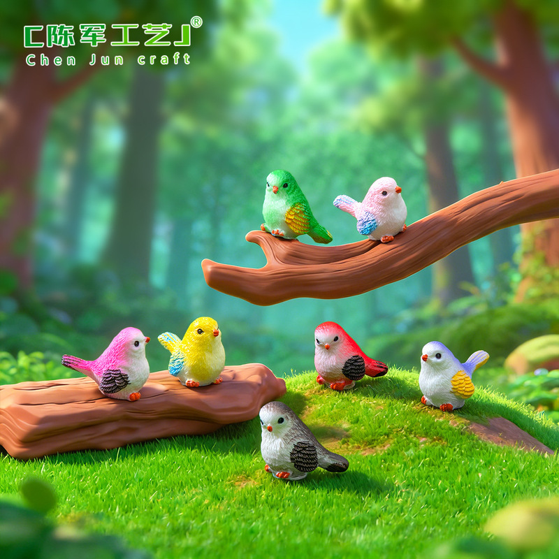 Moss Micro-Landscape Succulent Accessories, Cute Cartoon Bird Ornaments, Gardening Plants, Animals, Resin Crafts Ornaments