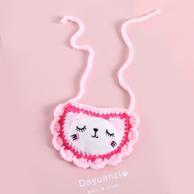 Mascota de punto Año Nuevo Navidad suerte bolsa dibujos animados babero gato perro conejo lana saliva toalla bufanda del Festival Primavera image 6