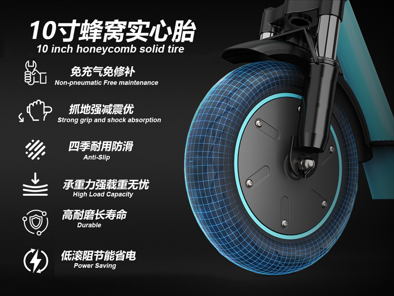 Overseas warehouse delivery of adult folding electric scooters 10inch with front and rear dual shock absorbers, cross-border wholesale from the source manufacturer