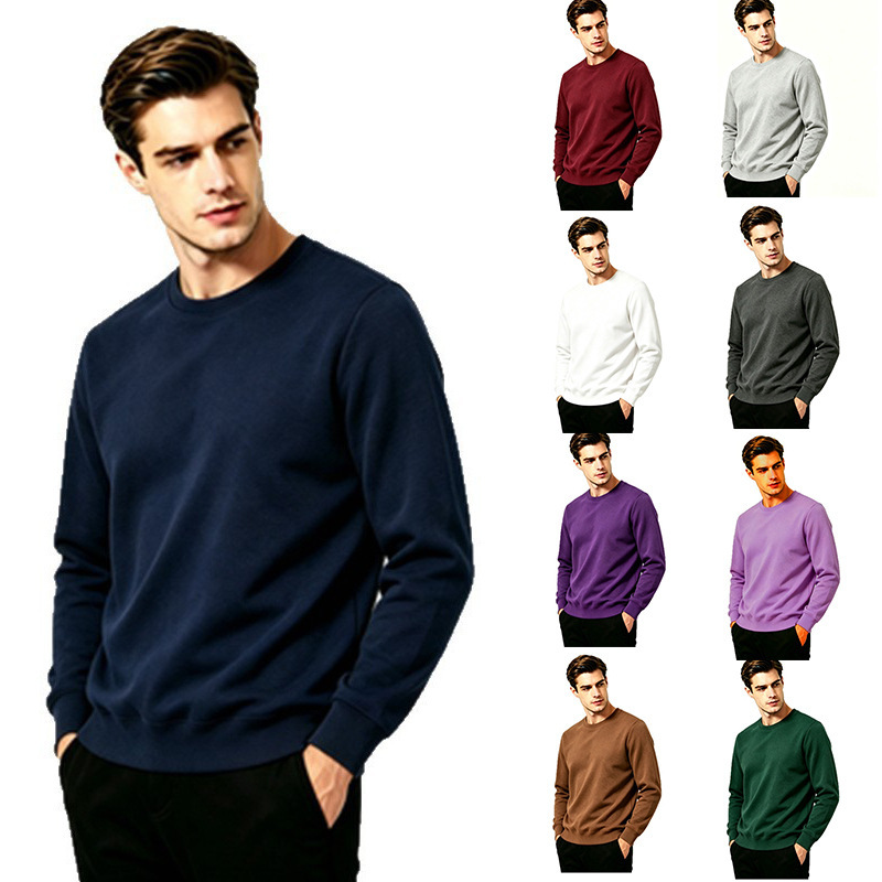 Foreign Trade Autumn and Winter Fleece Sweatshirt Men's Sports Pullover Round Neck Sweatshirt Long-Sleeved Casual Sweatshirt Solid Color Top Foreign Trade Autumn and Winter Fleece Sweatshirt Men's Sports Pullover Round Neck Sweatshirt Long-Sleeved Casual Sweatshirt Solid Color Top