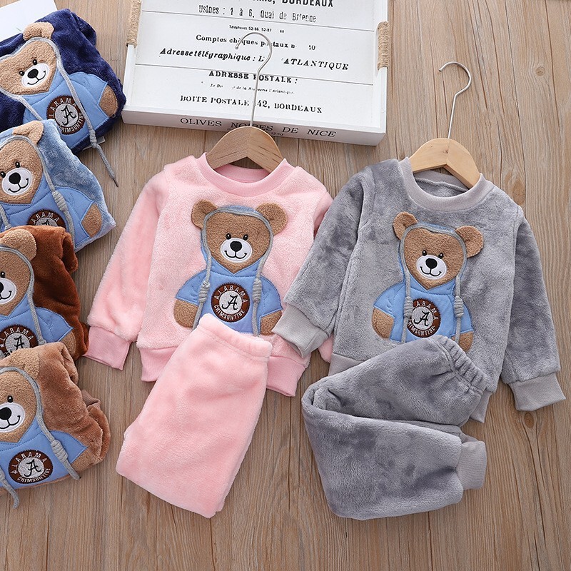Baby Pajamas Set 2026 New Style for Small and Medium-Sized Children in Autumn and Winter, Coral Velvet Comfortable and Warm Home Clothes for Boys and Girls