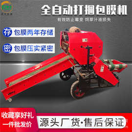 青储牧草自动打包机 饲草打捆机工作视频 打捆包膜机图片