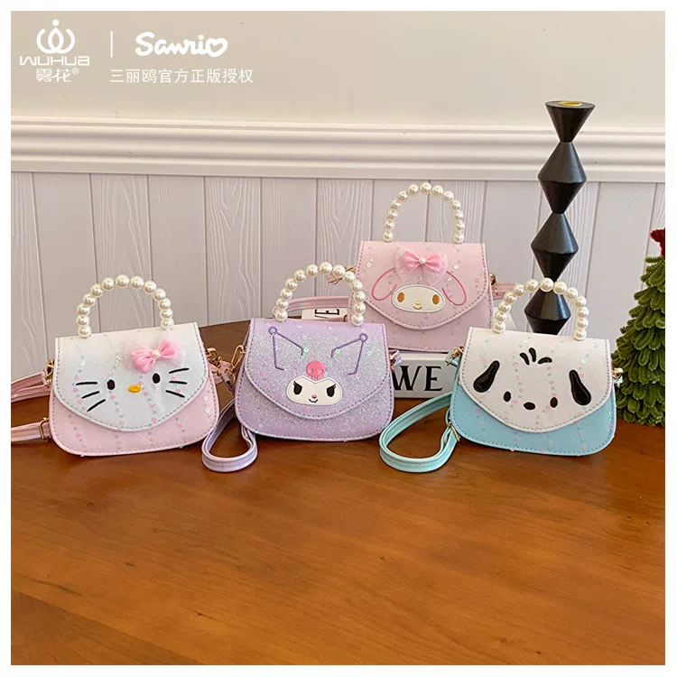 三丽鸥 Children's bag, handheld shoulder bag, children's cute wallet with bow