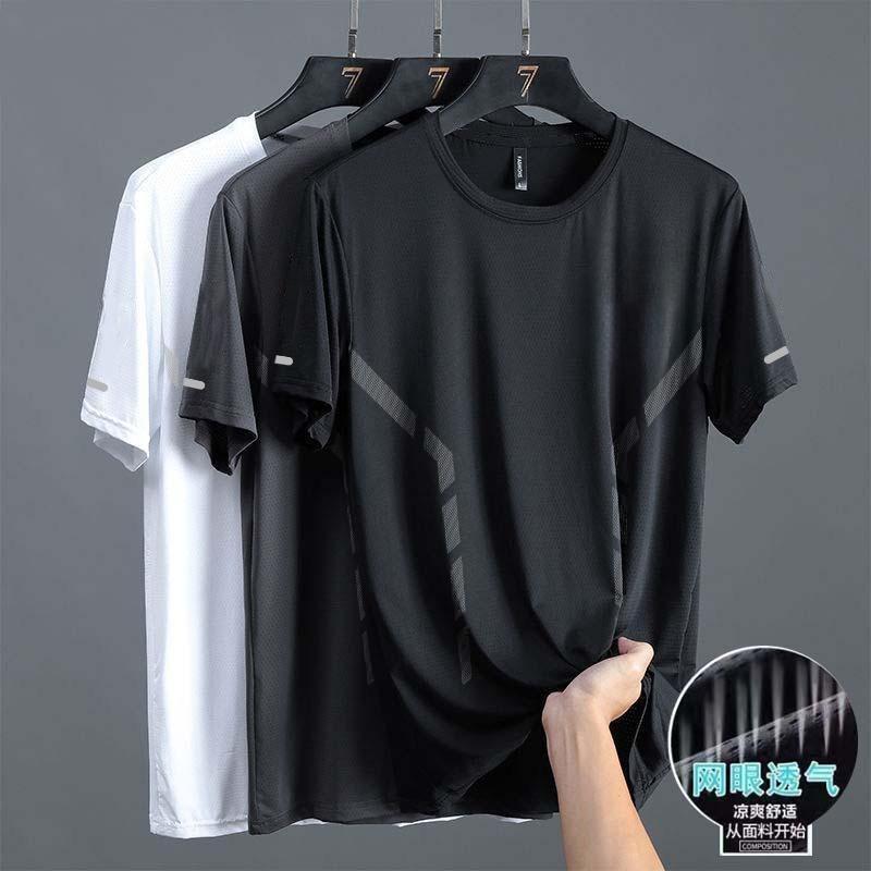 Ice Silk Short-Sleeved T-Shirt Men's Summer Loose Large Size Men's Casual Versatile T-Shirt Korean Style Trendyy Clothes Men's T-Shirt