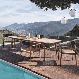 Customized Courtyard Terrace Outdoor Solid Wood Tables and Chairs Open-Air Garden Sun Protection Leisure Anti-Corrosion Wood Long Table Table and Chair Combination