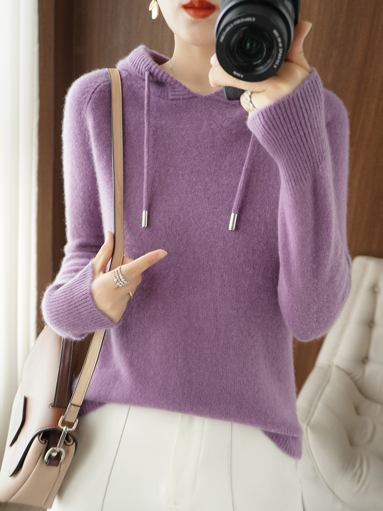 (Cross-border trading), (Wholesale), demi-season knitted hoody, solid sweater, long-sleeve, base hoodie 4