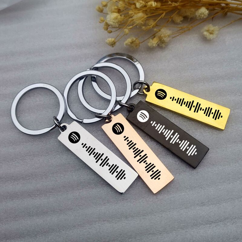 Cross-border supply DIY private personality music sharing scan code Spotify stainless steel keychain