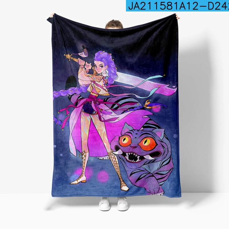 3D新品电影 K-POP 猎魔女团 毛毯午睡毯法兰绒印花保暖|undefined