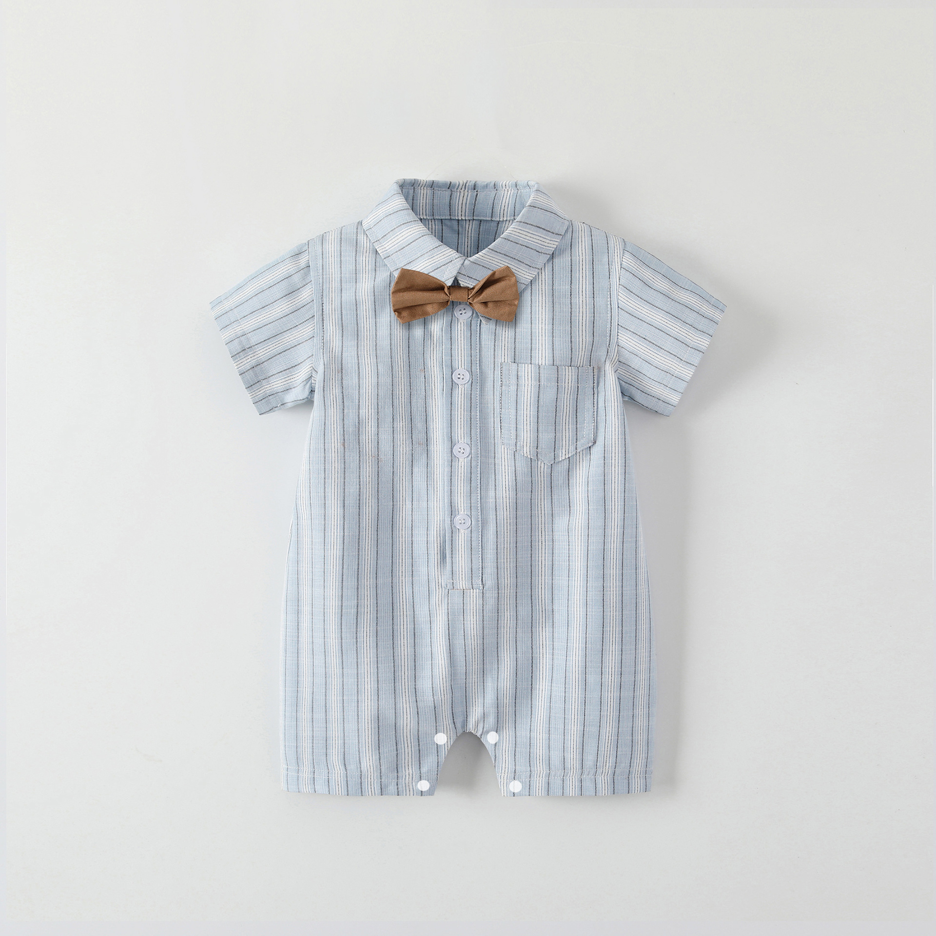 Ins赤ちゃん服夏ストライプ半袖a類洋気赤ちゃん服韓国版紳士赤ちゃん外出服